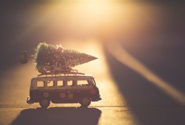 Van with Christmas tree